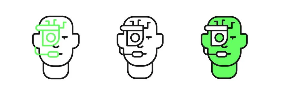 Set line Smart glasses mounted on spectacles icon isolated on white backgro.. Stock Illustration