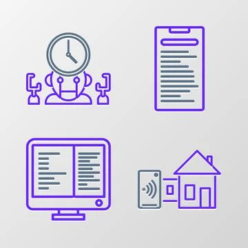 Set line Smart home, Computer monitor screen, api interface and Robot and d.. Stockillustratie