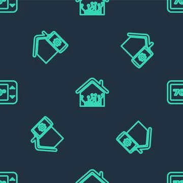 Set line Smart home, remote control system and Thermostat on seamless pattern Ilustración de archivo