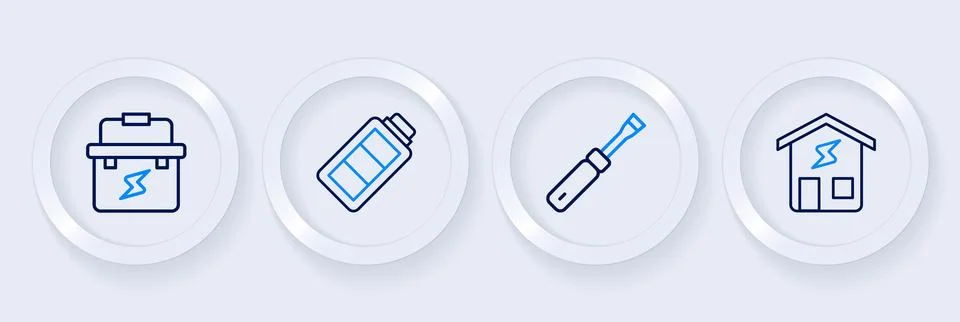 Set line Smart home, Screwdriver, Battery charge and Toolbox electrician ic.. Stock Illustration