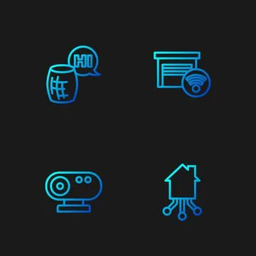 Set line Smart home, Web camera, Voice assistant and garage. Gradient color 스톡 일러스트