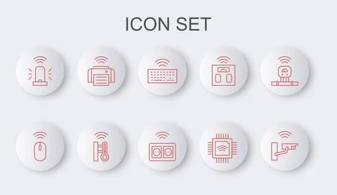 Set line Smart security camera, Wireless mouse, keyboard, Processor with 스톡 일러스트