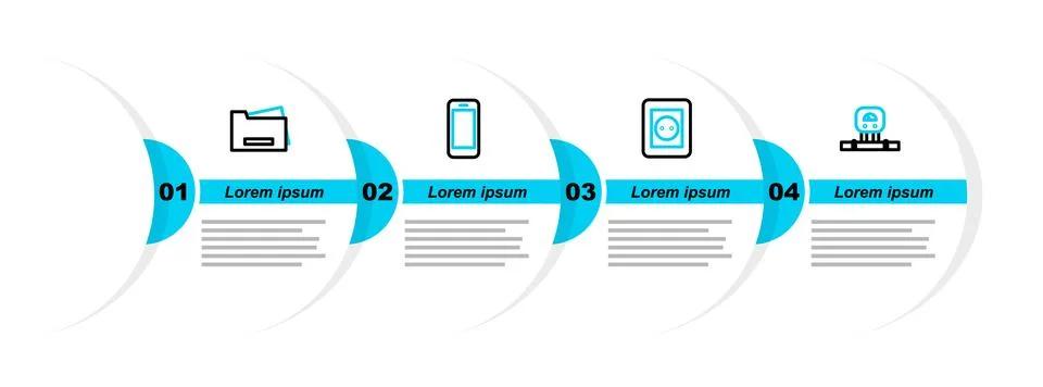 Set line Smart sensor, Electrical outlet, Smartphone and Printer icon. Vector Stock Illustration