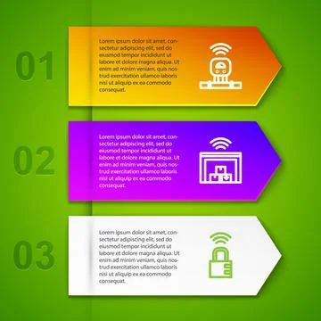 Set line Smart sensor, warehouse, safe combination lock and printer. Business Stock Illustration