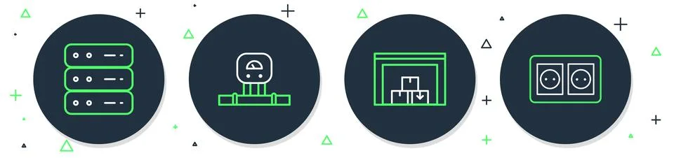 Set line Smart sensor, Warehouse, Server, Data, Web Hosting and Electrical .. Stock Illustration
