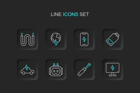 Set line Smart Tv, Screwdriver, Tee plug electric, Electric car, Battery ch.. Stock Illustration