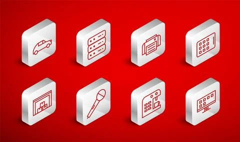 Set line Smart Tv, Server, Data, Web Hosting, Printer, Graphic tablet, Coff.. Stock Illustration