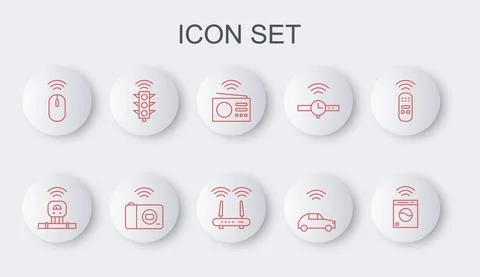 Set line Smart washer, sensor, radio, car system with wireless, Wireless mouse Stock Illustration