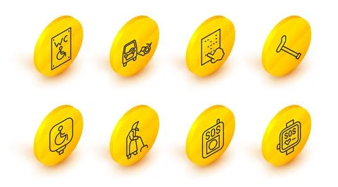 Set line Smart watch, Press the SOS button, Grandmother, Disabled wheelchai.. Stock Illustration