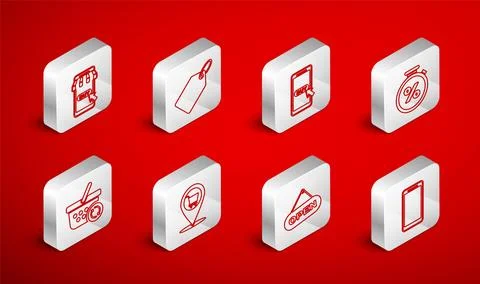 Set line Smartphone, mobile phone, Label template price tag, Mobile and sho.. Stock Illustration