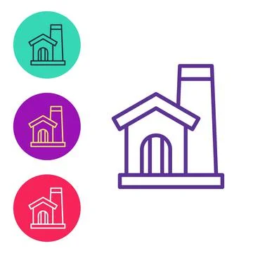 Set line Smithy workshop interior icon isolated on white background. Set icons Illustrazione stock