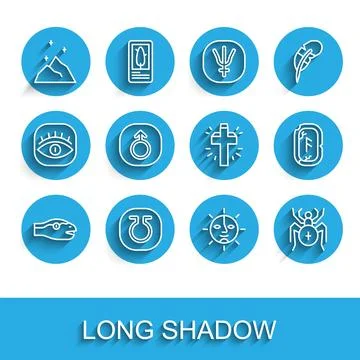 Set line Snake, Life, Magic powder, Sun, Spider, Mars, runes and Christian .. Illustrazione stock