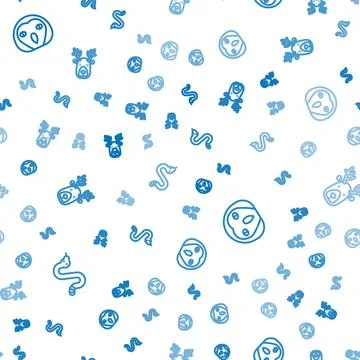 Set line Snake, Owl bird and Deer head with antlers on seamless pattern. Vector Stockillustratie