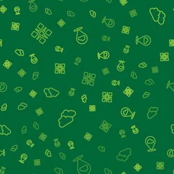 Set line Snowflake, Cloud and Location cloud on seamless pattern. Vector Stock Illustration