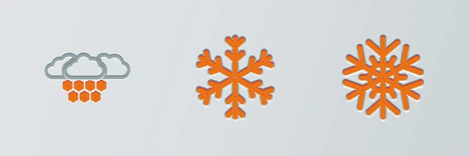 Set line Snowflake, Cloud with snow and icon. Vector Illustrazione stock