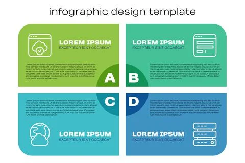 Set line Social network, Cloud technology data transfer, Server, Data, Web Stock Illustration
