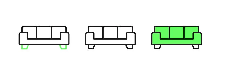 Set line Sofa icon isolated on white background.  Vector イラスト素材