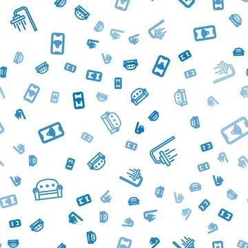 Set line Sofa, Shower and Mobile with wi-fi wireless on seamless pattern. Vector Stock Illustration