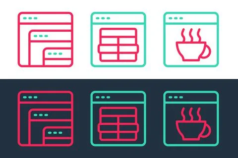 Set line Software, and MySQL code icon. Vector Stock Illustration