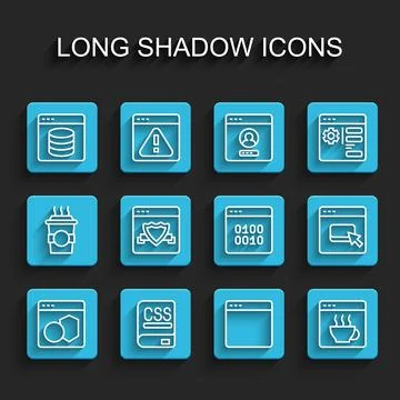 Set line Software, Books about programming, Server, Data, Web Hosting, Browser Illustrazione stock