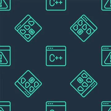 Set line Software, Browser files and with exclamation mark on seamless patter Stock Illustration