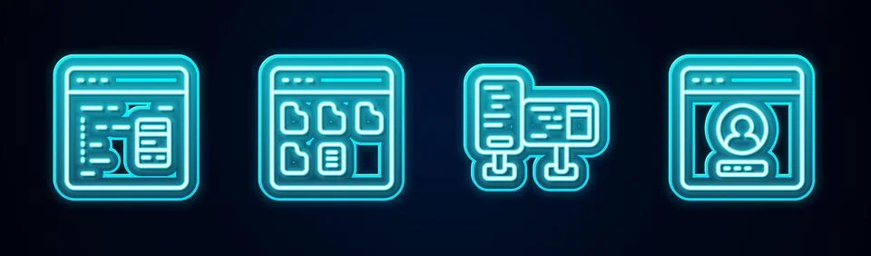 Set line Software, Browser files, Computer monitor screen and Create accoun.. Stock Illustration