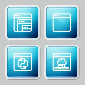 Set line Software, Browser window, Python programming language and Cloud te.. 库存插图