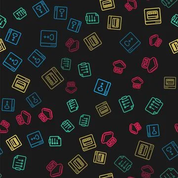 Set line Software, Clipboard with checklist, Search engine and Processor on Stock Illustration