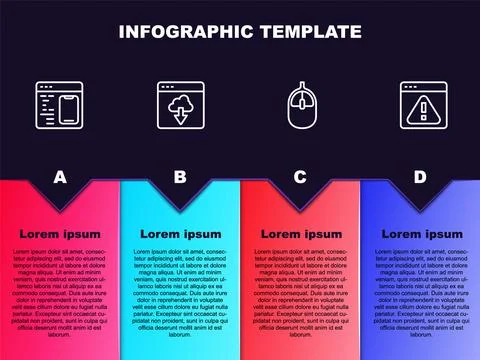 Set line Software, Cloud technology data transfer, Computer mouse and Browser Stock Illustration