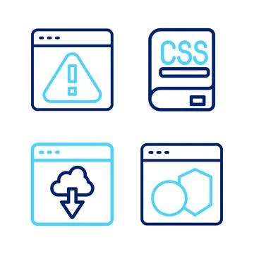 Set line Software, Cloud technology data transfer, Books about programming .. 库存插图