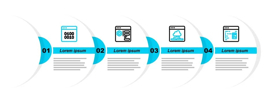 Set line Software, Cloud technology data transfer, Browser setting and Bina.. Stock Illustration