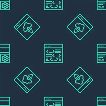 Set line Software, Cloud technology data transfer and Debugging on seamless.. Stock Illustration