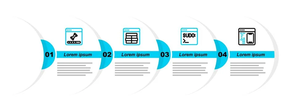 Set line Software, Code terminal, MySQL code and Loading data window icon. .. Stockillustratie