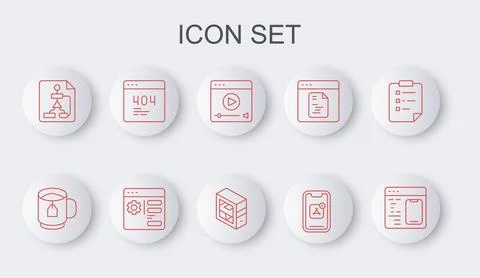 Set line Software, Cup tea with tea bag, Online play video, Mobile Apps, Flow イラスト素材