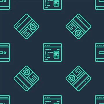 Set line Software, Debugging and Search engine on seamless pattern. Vector Stock Illustration