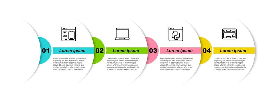 Set line Software, Laptop, Python programming language and Keyboard. Busine.. Illustration