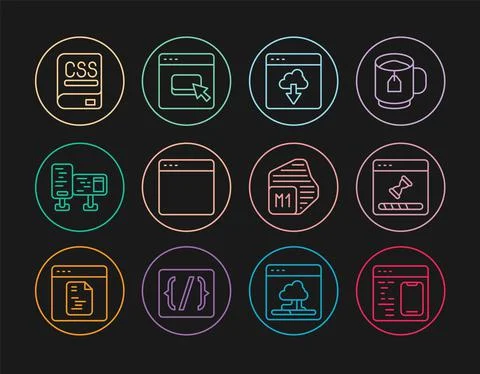 Set line Software, Loading data window, Cloud technology transfer, Browser Stock Illustration