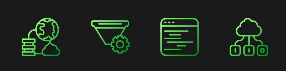 Set line Software, Network cloud connection, Filter setting and Cloud technol Stock Illustration
