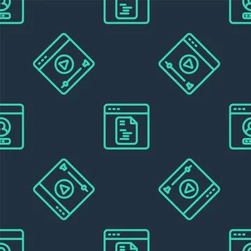 Set line Software, Online play video and Create account screen on seamless Stock Illustration