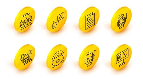 Set line Software, Robot, vacuum cleaner, Technical specification, Bot and 스톡 일러스트