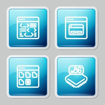 Set line Software, Search engine, Browser files and Processor with microcircuits Stock Illustration