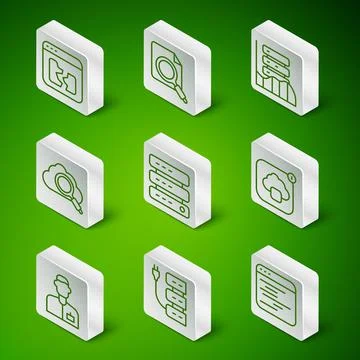 Set line Software, Server, Broken file, Data, Web Hosting, Search cloud compu Illustrazione stock