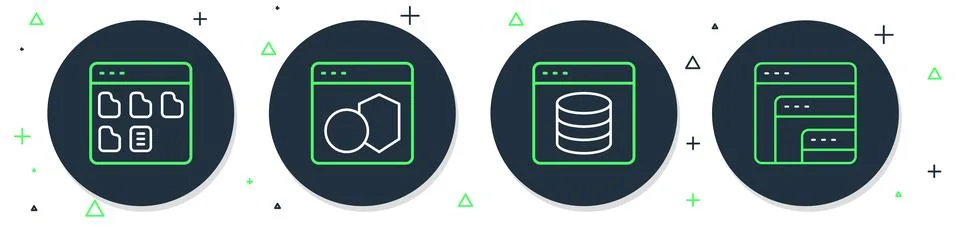 Set line Software, Server, Data, Web Hosting, Browser files and  icon. Vector 스톡 일러스트