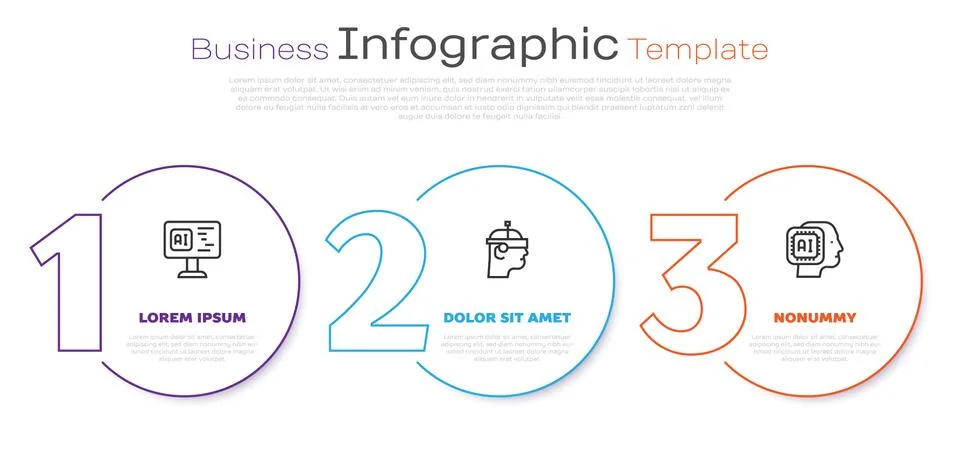 Set line Software, Smart glasses and Humanoid robot. Business infographic Stockillustratie