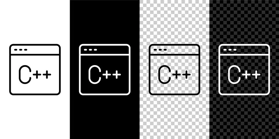 Set line Software, web developer programming code icon isolated on black and Stock Illustration