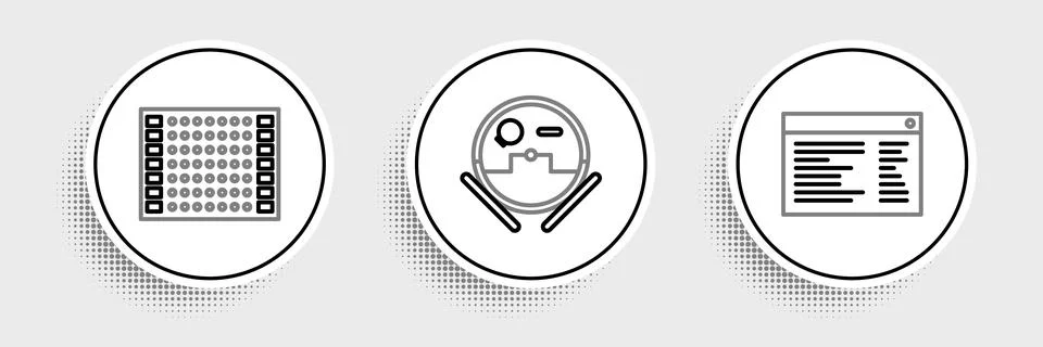 Set line Software, web developer programming code, Printed circuit board PCB and 스톡 일러스트