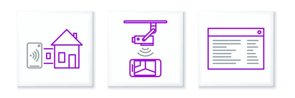 Set line Software, web developer programming code, Smart home and Wireless .. Stock Illustration