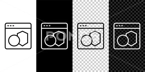 Set line Software, web developer programming code icon isolated on black an.. 库存插图