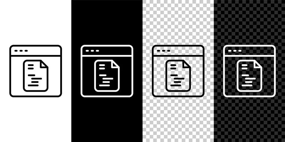 Set line Software, web developer programming code icon isolated on black an.. Stock Illustration