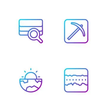 Set line Soil ground layers, Earth core structure crust, analysis and Picka.. Illustrazione stock